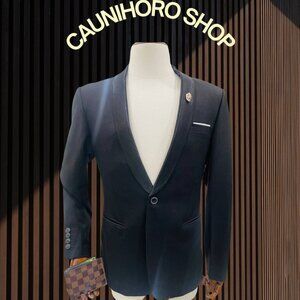 Men’s Black Slim Fit Blazer Tailored Formal Dress Jacket Size 52